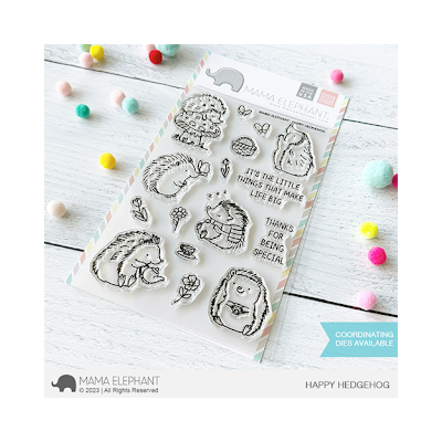 UK Stockist Mama Elephant Quality Polymer Stamp from the USA, Happy Hedgehog