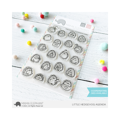 UK STockist Mama Elephant Little Hedgehog Agenda polymer stamp for cardmaking - quality US craft supplies