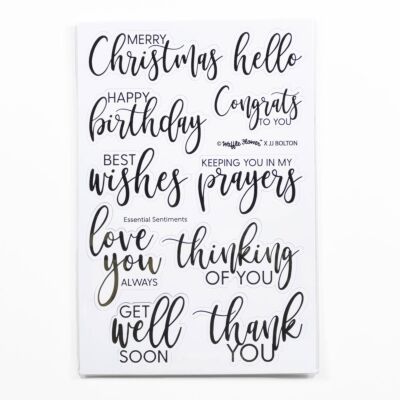 Essential Sentiments Diecut Sheet - Black/White Foil