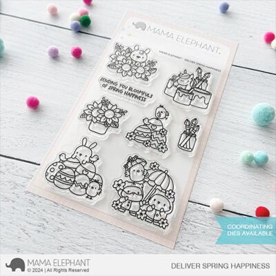 Deliver Spring Happiness Stamp by Mama Elephant for cardmaking and paper crafts.  UK Stockist, Seven Hills Craft