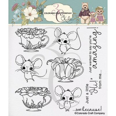 Kris Lauren Teacups & Mice 6x6 Stamp