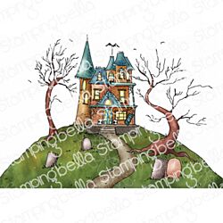 Haunted House Backdrop Stamp by Stamping Bella at Seven Hills Crafts, UK Stockist, 5 star rated for customer service, speed of delivery and value