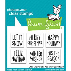 little snow globe add-on stamp by Lawn Fawn at Seven Hills Crafts UK stockist 5 star rated for customer service, speed of delivery and value