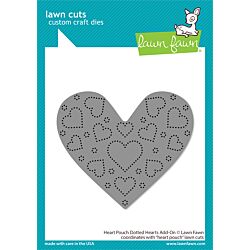 Heart Pouch Dotted Hearts Add-on Die by Lawn Fawn at Seven Hills Crafts UK stockist 5 star rated for customer service, speed of delivery and value