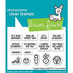 Veggie Happy Add-On Stamp by Lawn Fawn, UK Stockist, Seven Hills Crafts 5 star rated for customer service, speed of delivery and value