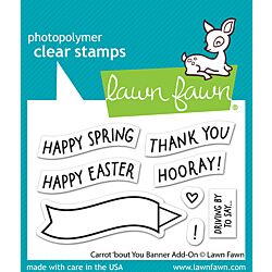 Carrot 'bout You banner add-on stamp by Lawn Fawn, UK Stockist, Seven Hills Crafts 5 star rated for customer service, speed of delivery and value