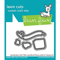 Lawn Fawn Little Woodland Library stamp, dies and stencils for creating cute book themed cards and scrapbooks