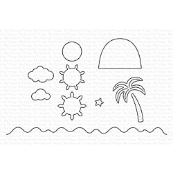 MFT Stamps island paradise die set for cardmaking and paper crafts.  UK Stockist, Seven Hills Crafts 
