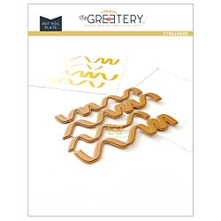 Streamers Hot Foil Plate by The Greetery, Confetti Encore Collection, UK Exclusive Stockist, Seven Hills Crafts 5 star rated for customer service, speed of delivery and value